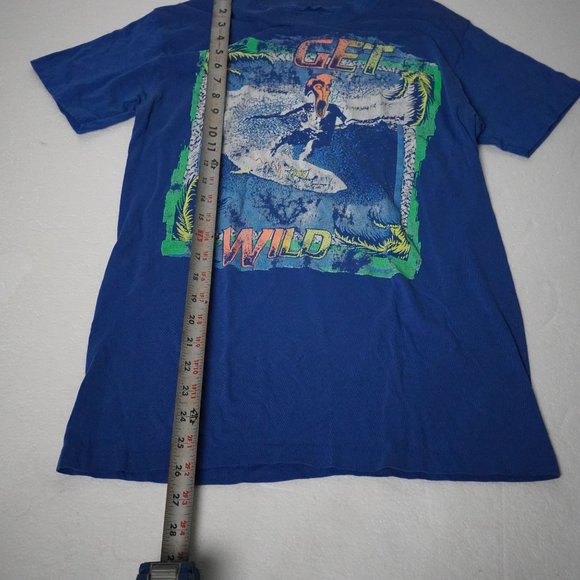 Vintage '90s Get Wild Surf Graphic Tee - Blue Single Stitched - Men's Size L - Picture 4 of 9